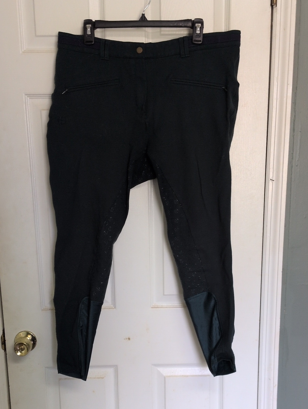 Sz 38 Dark Green Halter Ego Equestrian Riding Breeches with Silicone Full Seat